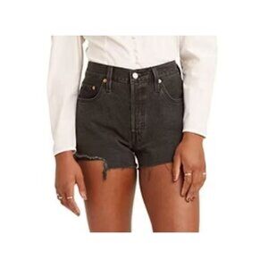 Levis Womens Original 501 High Rise Black Denim Cutoff Shorts Size 29